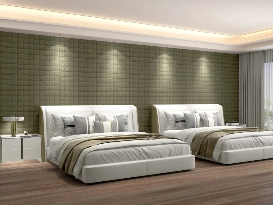 Samoljepljiva 3D dekoracija za zid u khaki baršunu - 3D zidni paneli